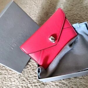 Alexander McQueen CARD HOLDER Red Leather Skull Wallet
